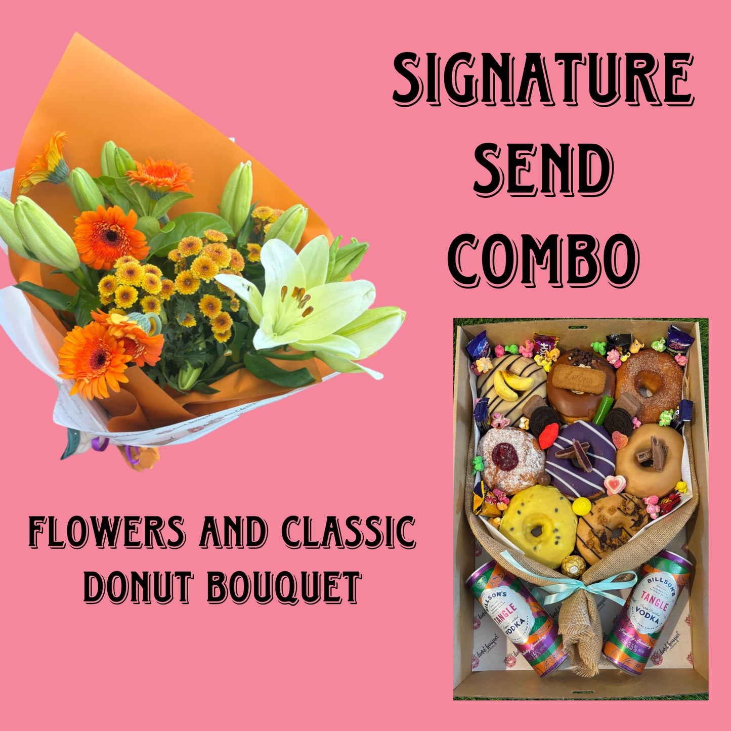 Signature Send - Fresh Flowers and Donut Bouquet Combo